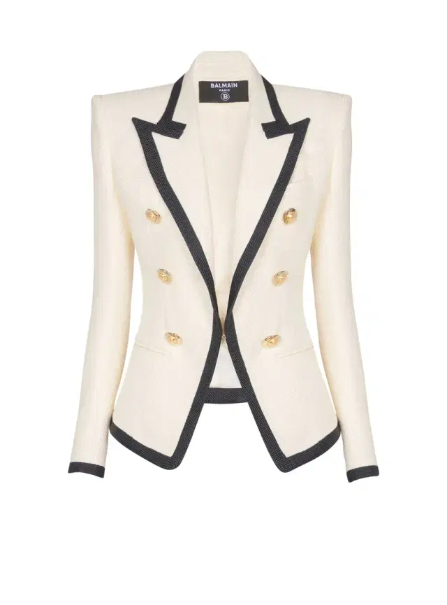Balmain Fitted two-tone basketweave jacket