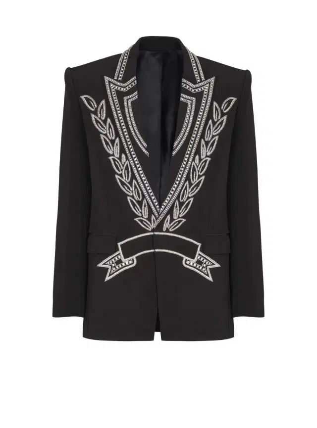 Balmain Crepe 1-button jacket with crystals