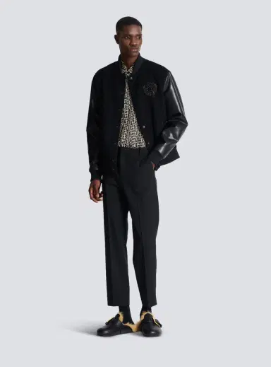 Balmain Varsity tweed and faux leather jacket | Thumbnail 2