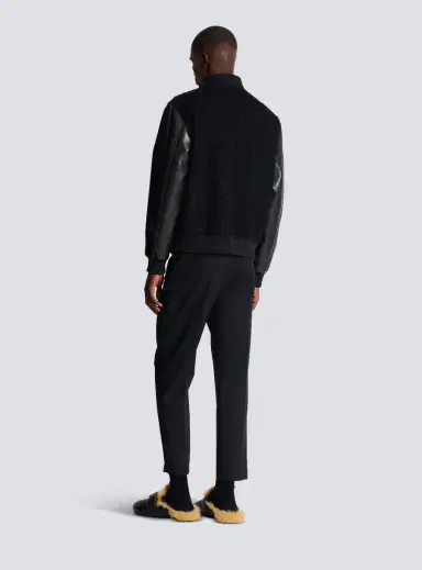 Balmain Varsity tweed and faux leather jacket | Thumbnail 4