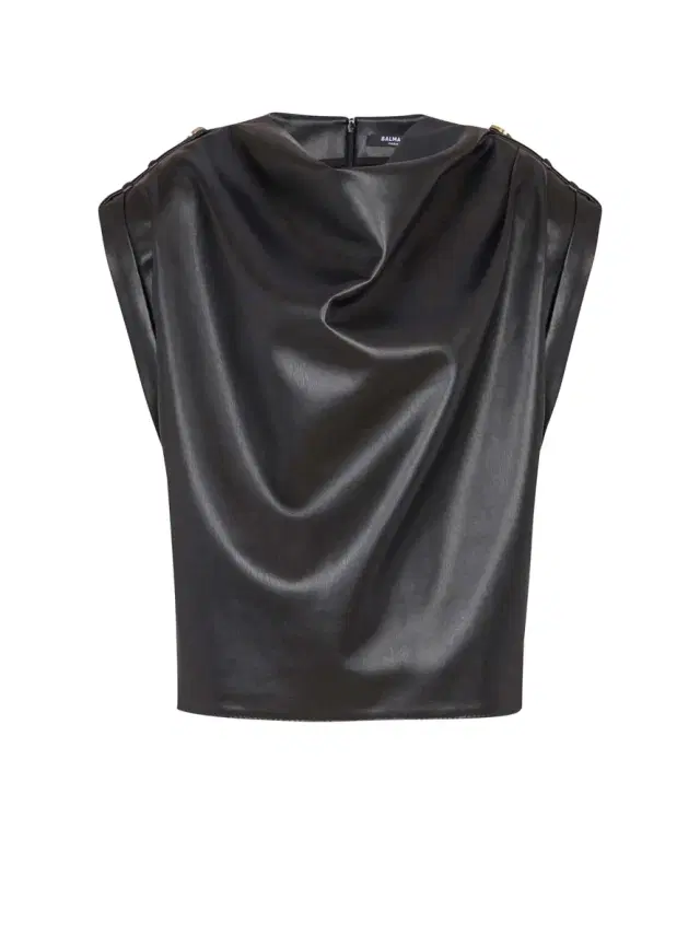 Balmain Faux leather draped top