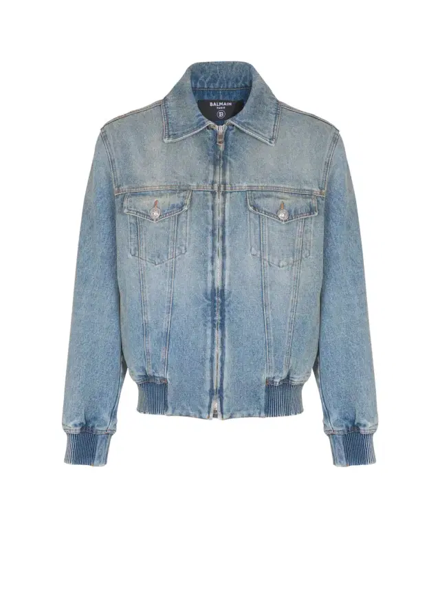 Balmain Cropped lined denim jacket