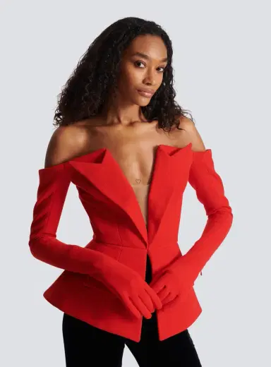 Balmain Off-the-shoulder peplum top | Thumbnail 6