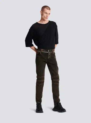 Balmain Slim-fit jeans with zipped belt | Thumbnail 3