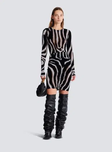 Balmain Zebra-print velvet pencil skirt | Thumbnail 2