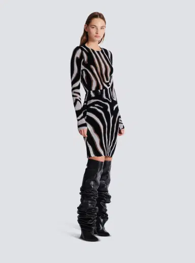 Balmain Zebra-print velvet pencil skirt | Thumbnail 3