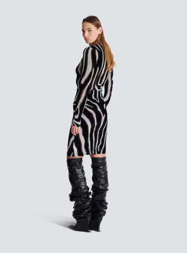 Balmain Zebra-print velvet pencil skirt | Thumbnail 4