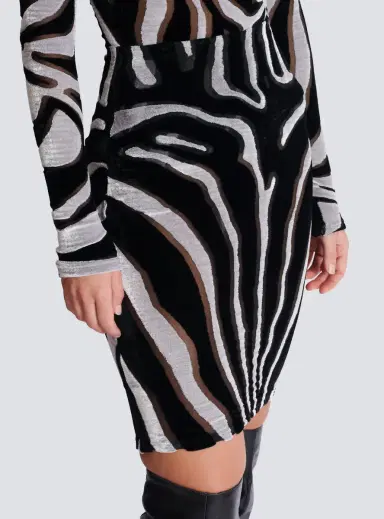 Balmain Zebra-print velvet pencil skirt | Thumbnail 5