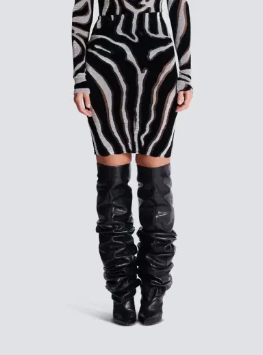 Balmain Zebra-print velvet pencil skirt | Thumbnail 7