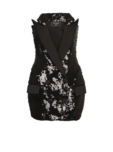 Balmain Db Col Sequins Tailored Bustier Dress | Thumbnail 1