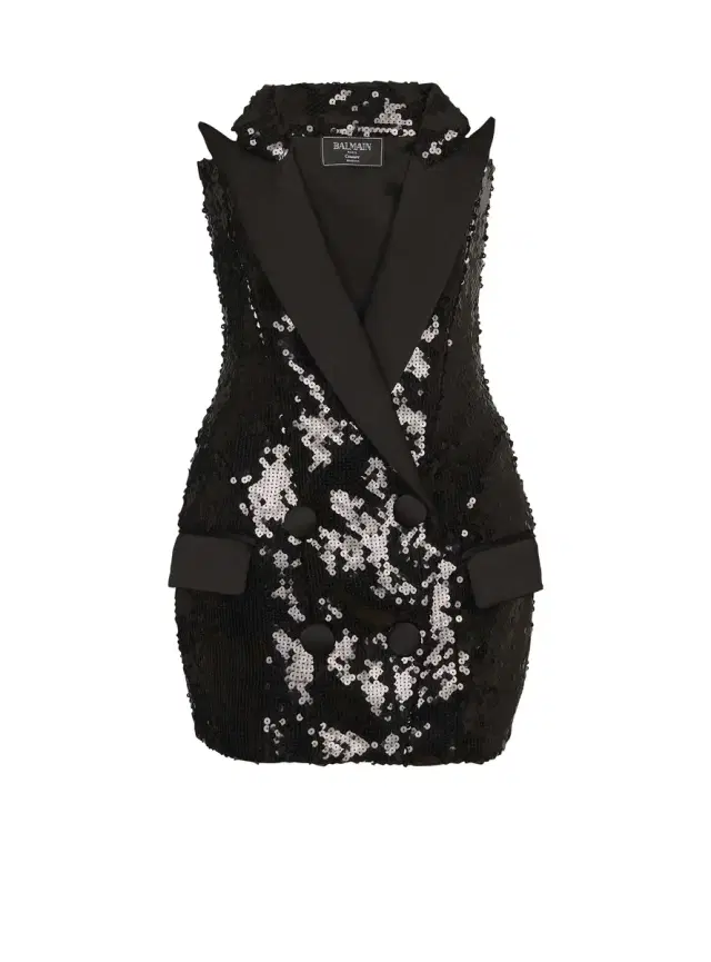 Balmain Db Col Sequins Tailored Bustier Dress