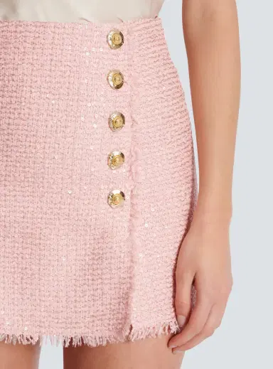 Balmain Short sequinned tweed skirt | Thumbnail 6