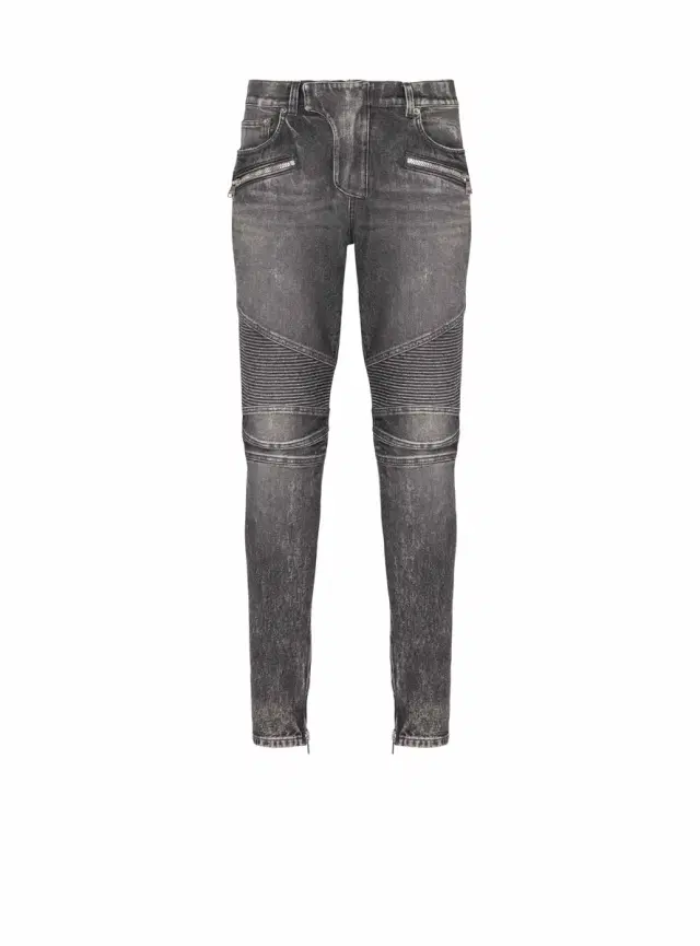 Balmain Slim-fit biker trousers in denim