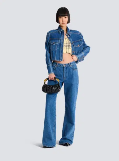 Balmain Crop top in glitter plaid tweed | Thumbnail 2