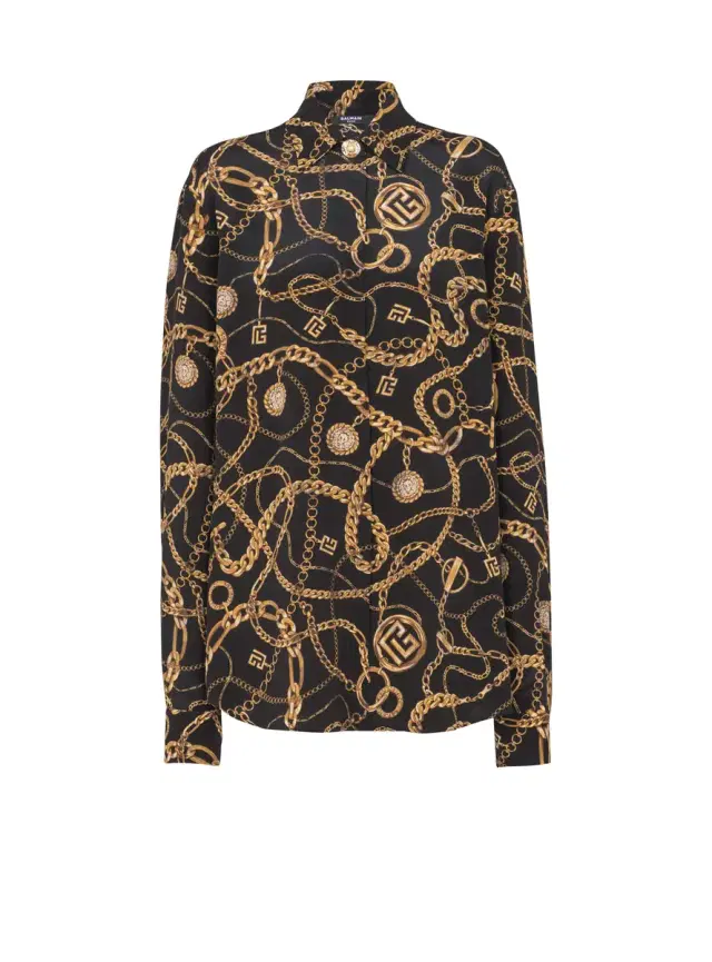 Balmain Printed silk shirt with  Chains pattern