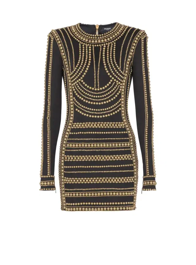 Balmain Short gold bead-embroidered dress