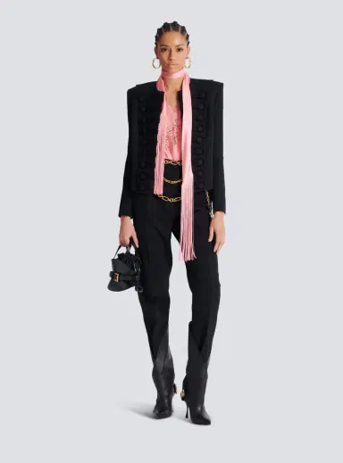 Balmain Backless fringed satin top | Thumbnail 2