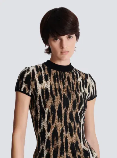 Balmain A-line leopard print jacquard dress | Thumbnail 5