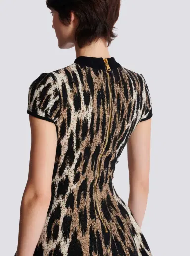 Balmain A-line leopard print jacquard dress | Thumbnail 6