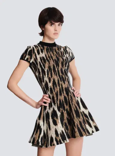 Balmain A-line leopard print jacquard dress | Thumbnail 7