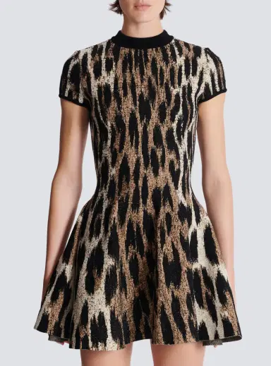 Balmain A-line leopard print jacquard dress | Thumbnail 8