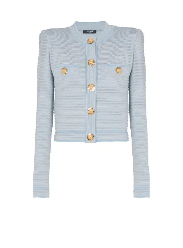 Balmain Long-sleeved textured knit cardigan