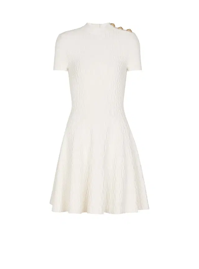Balmain Flared crocodile-knit dress