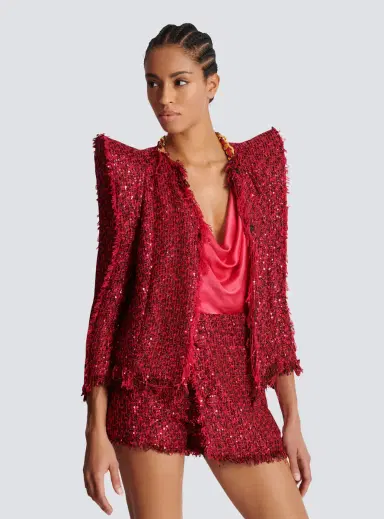 Balmain Edge-to-edge sequin tweed jacket | Thumbnail 5