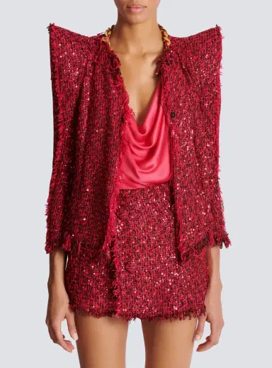 Balmain Edge-to-edge sequin tweed jacket | Thumbnail 7