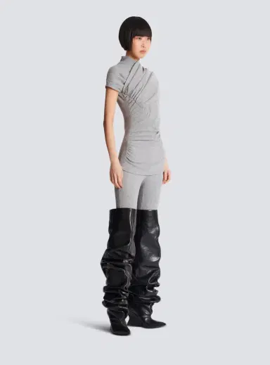 Balmain Draped cotton knit top | Thumbnail 3