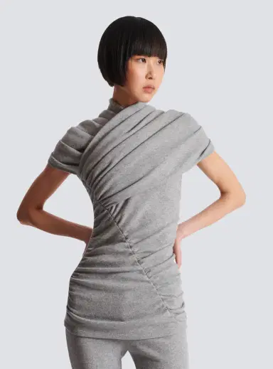 Balmain Draped cotton knit top | Thumbnail 5
