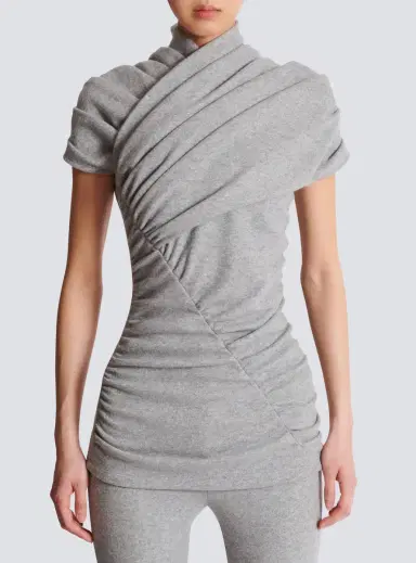 Balmain Draped cotton knit top | Thumbnail 7