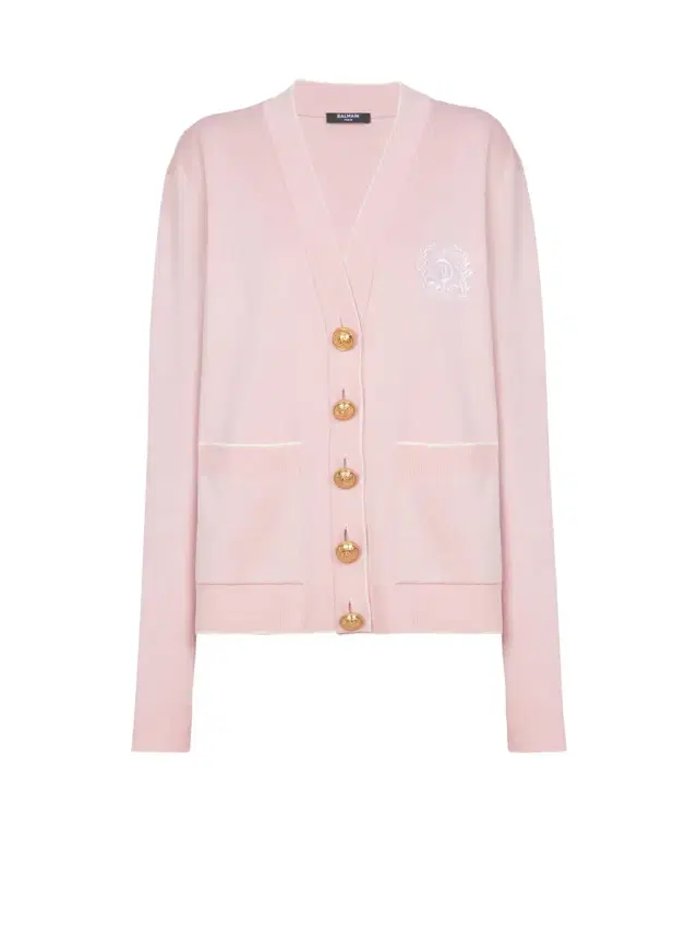 Balmain Emblème-embroidered knit cardigan