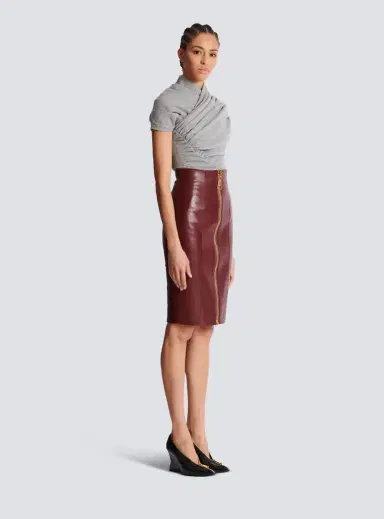 Balmain Lambskin leather pencil skirt | Thumbnail 3