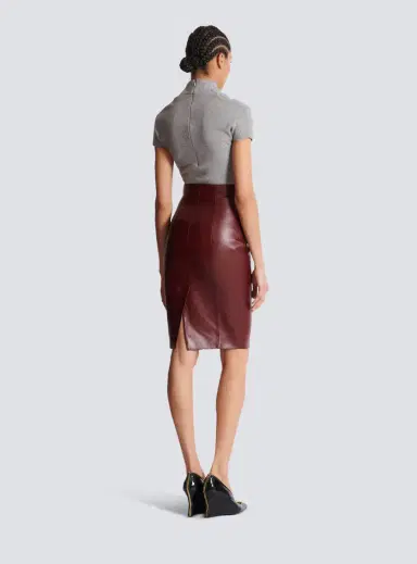 Balmain Lambskin leather pencil skirt | Thumbnail 4