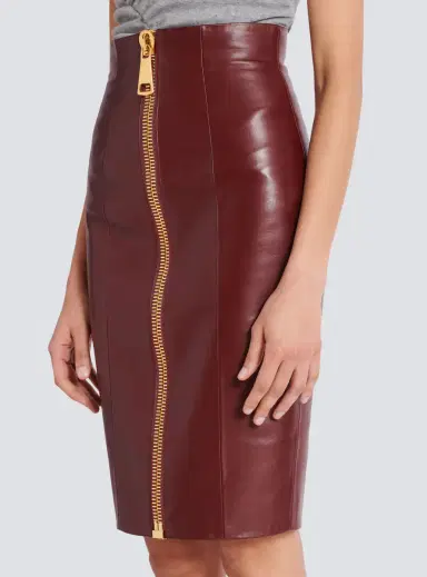 Balmain Lambskin leather pencil skirt | Thumbnail 6
