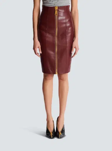 Balmain Lambskin leather pencil skirt | Thumbnail 7