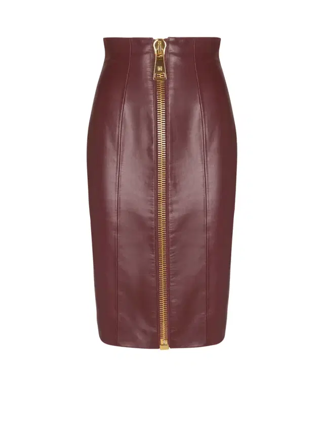 Balmain Lambskin leather pencil skirt