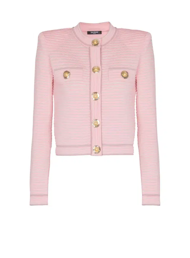Balmain Long-sleeved textured knit cardigan
