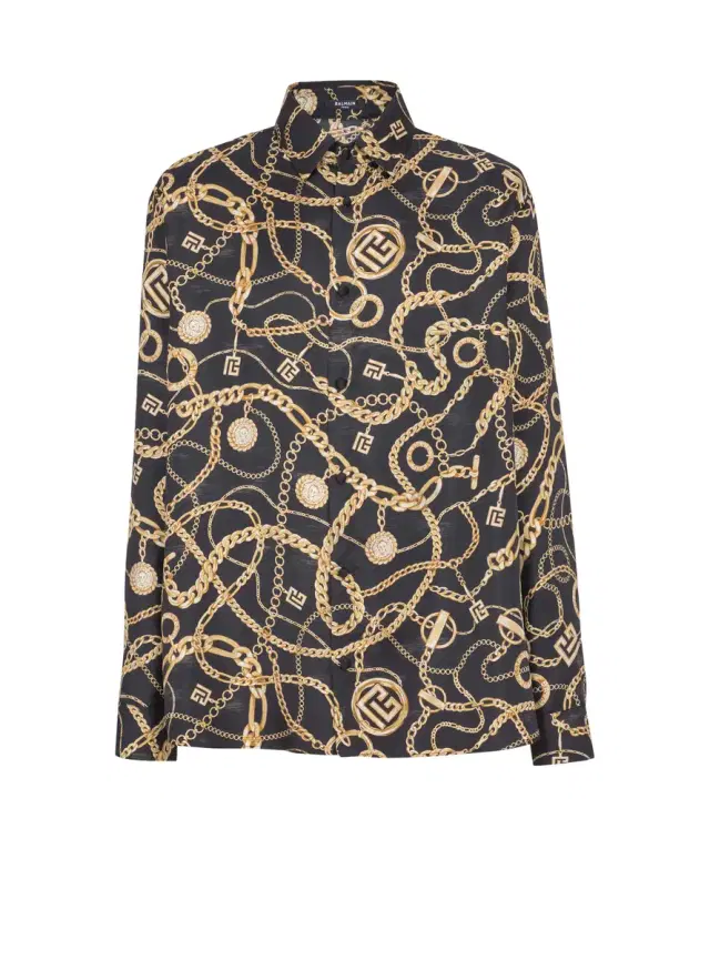 Balmain Printed silk shirt with Chaînes pattern