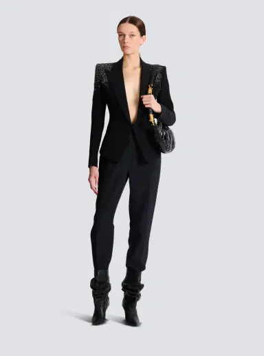Balmain Crepe jacket with Amethyst embroidery | Thumbnail 2