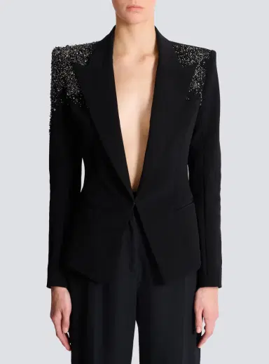 Balmain Crepe jacket with Amethyst embroidery | Thumbnail 7