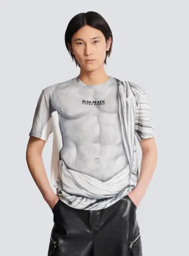 Balmain Logo T-shirt with Statue print | Thumbnail 5