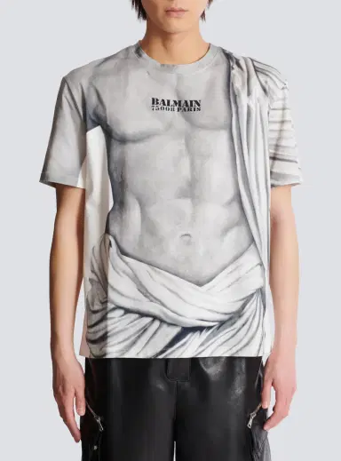 Balmain Logo T-shirt with Statue print | Thumbnail 7