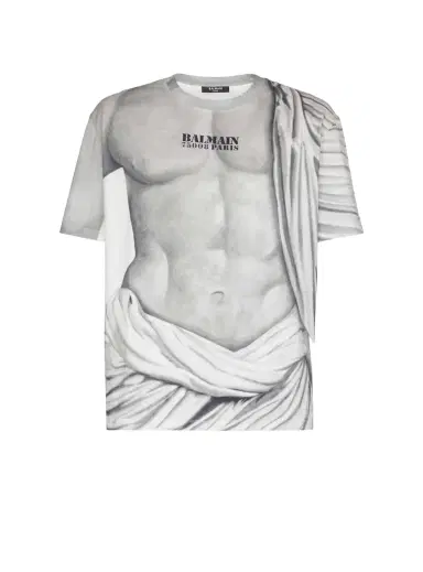 Balmain Logo T-shirt with Statue print | Thumbnail 1