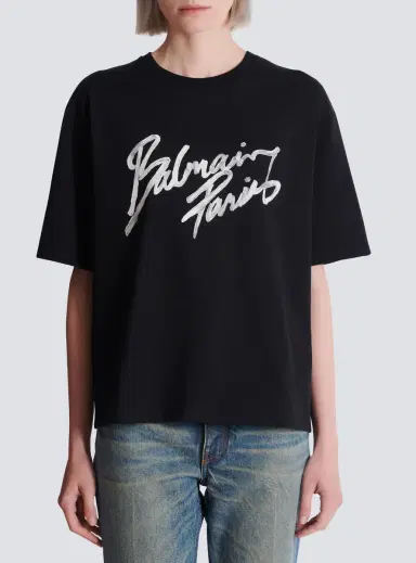 Balmain Boxy T-shirt with Paris Brush print | Thumbnail 7 Balmain Boxy T-shirt with Paris Brush print | Thumbnail 7