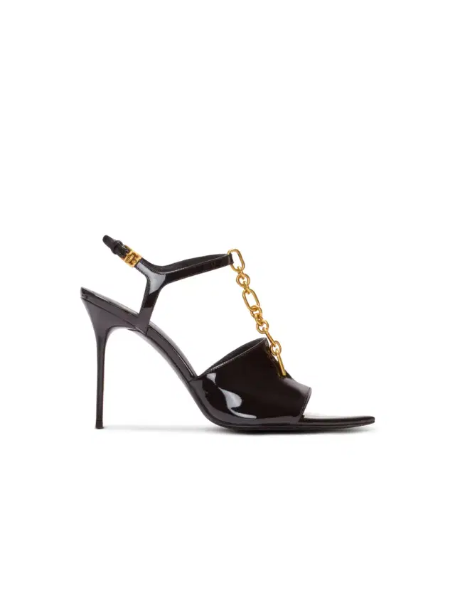 Balmain Sync sandals in patent calfskin
