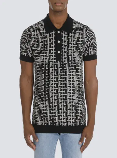 Balmain Wool polo shirt with monogram | Thumbnail 5