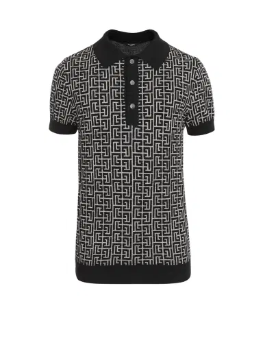 Balmain Wool polo shirt with monogram | Thumbnail 1