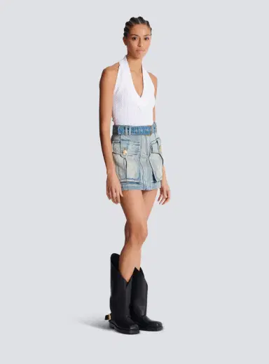 Balmain Denim skirt with pockets | Thumbnail 3